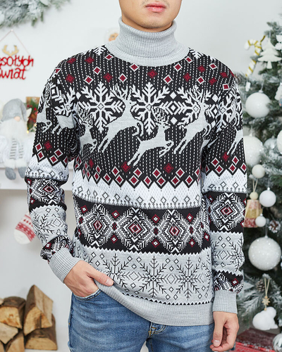 Royalfashion Рождественский мужской свитер с водолазкой серого цвета