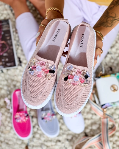 Royalfashion Roosa naiste kaunistatud poolslip-on kingad Enweta