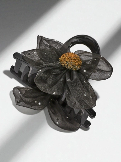 Royalfashion Hair Clip with Tulle Flower and Glitter Center