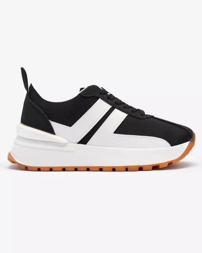 Öko-nahast naiste mustad spordijalatsid värviliste sisestustega Tifora- Jalatsid