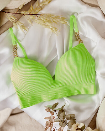 Royalfashion Women's ribbed bra with decorative straps