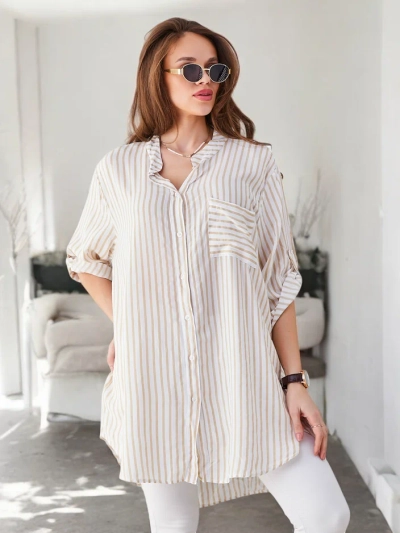 Royalfashion Women's long striped viscose shirt