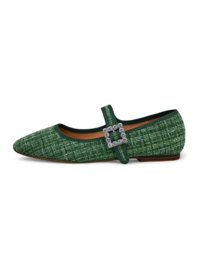Royalfashion Women's checkered ballet flats with a buckle and strap Riffos