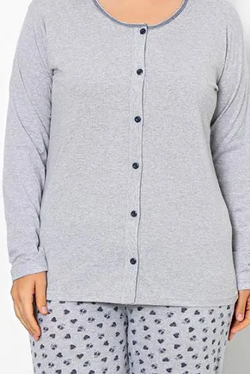 Royalfashion Kvinnors bomull 2-delad pyjamas med hjärtan PLUS STORLEK