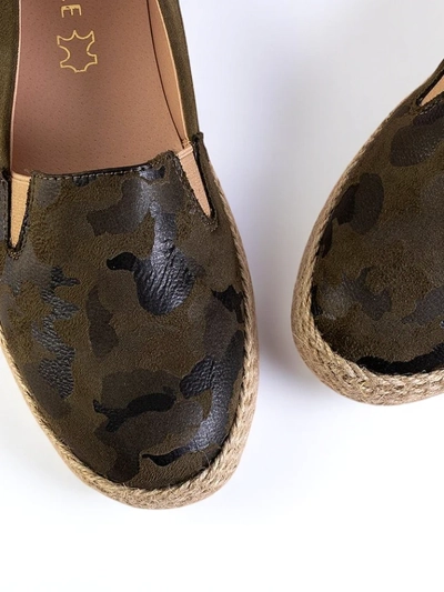 Green women's espadrilles in Nuhente camo - Footwear