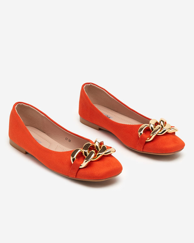 OUTLET Orange women's ballerinas with Caviene decoration - Footwear