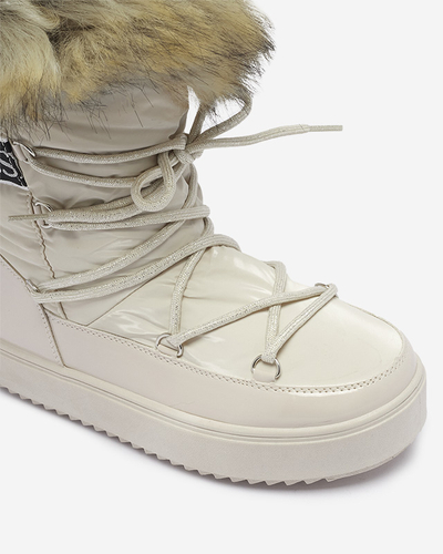 Бежевые женские сапоги-слипы с мехом Lilitsa- Footwear
