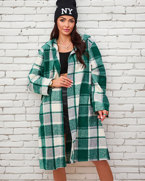 Royalfashion Naiste roheline ruuduline mantel
