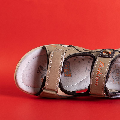 Beige children's sandals with Velcro Roser - Footwear