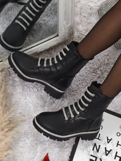 Eco-leather laced women's ankle boots Lunara