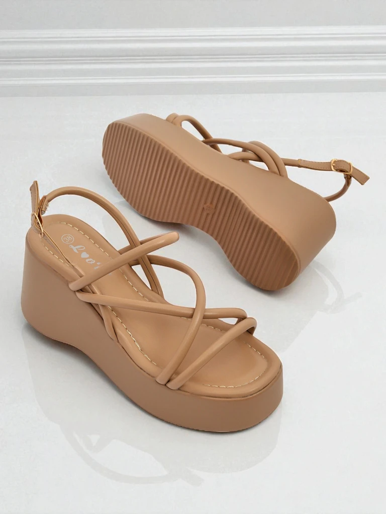 Royalfashion Women's Wedge Sandals Skyline Straps