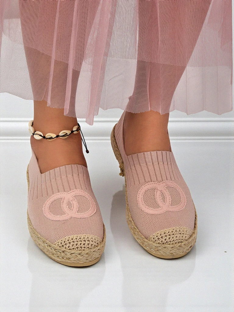 Theodora women's espadrilles, pink, made of suede ecological leather, flat