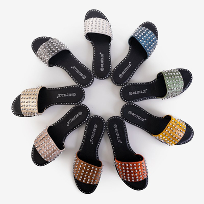 Оранжевые женские шлепанцы с шипами Maurella