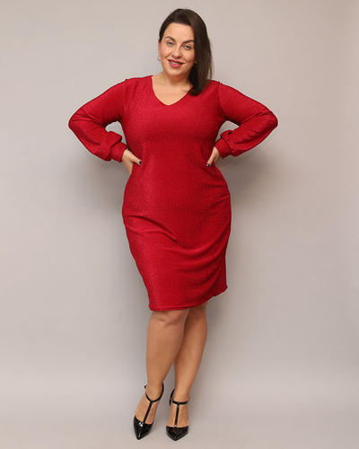 Royalfashion Glittering naiste kleit enne põlve punane PLUS SIZE