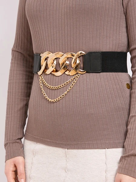 Wide women's elastic pants belt