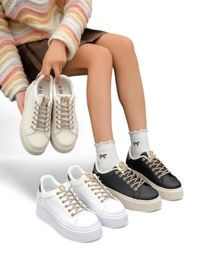 Royalfashion Women's sporty sneakers with decorative laces Eone