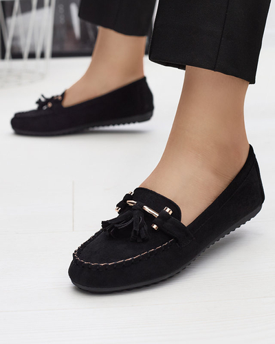 Women's black moccasins with fringes Amillad - Footwear
