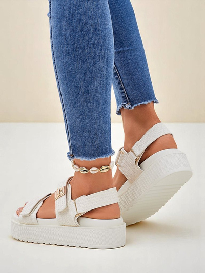 Royalfashion Kallisto – Valged naiste platvormsandaalid, ökoloogiline nahk