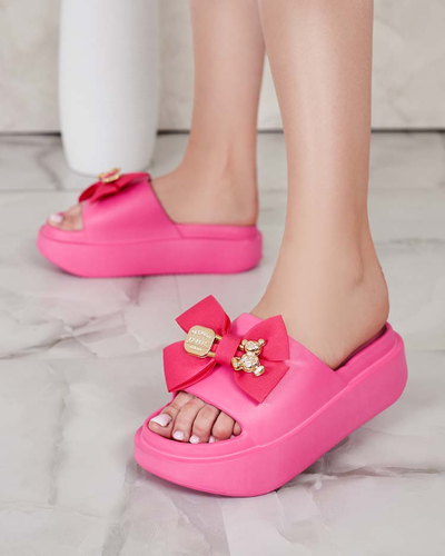Royalfashion Women's rubber flip-flops with decorative bow Apis