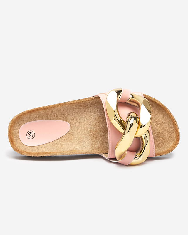 Тапочки женские розовые с украшением Sofig- Footwear