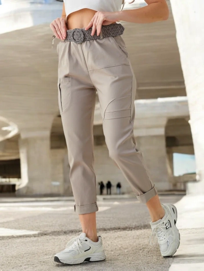 Royalfashion Women's viscose trousers with a belt
