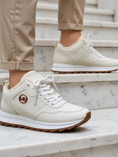 Royalfashion Alba Утепленные Женские Кроссовки Белая Экокожа на Платформе