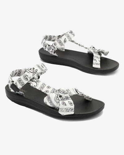 Royalfashion White and black women's sandals with bow Oyall