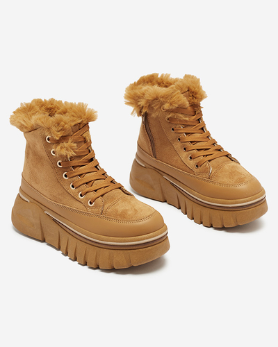 Women's platform lace-up snow boots in camel Neatesa - Footwear