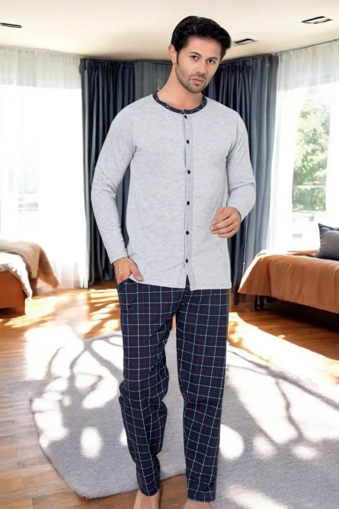 Royalfashion Meeste ruuduline puuvillane pyjama
