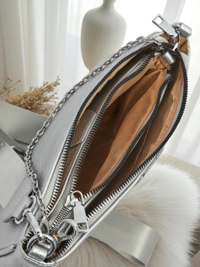 Aurelia Multi Silver – 3-in-1 öko-nahast naiste käekott ümmarguse kotikesega