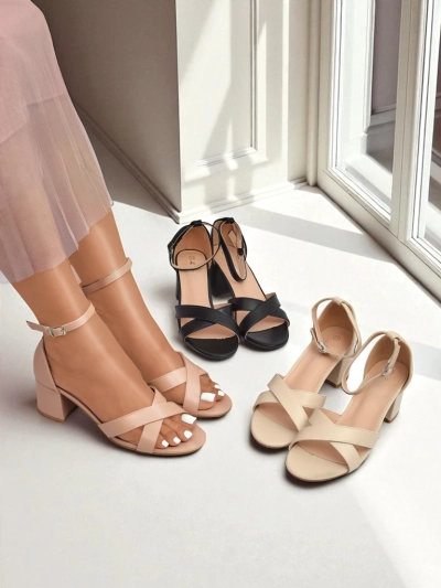 Royalfashion Naiste madala plokkkontsaga sandaalid Eleganza Strap