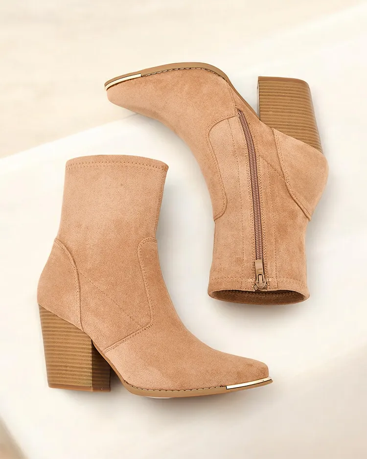 Royalfashion Eko-suede womenvs ankle boots on a post Gris