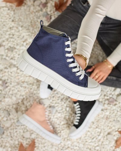 OUTLET Royalfashion Navy blue women's high sneakers Ates Sneakers