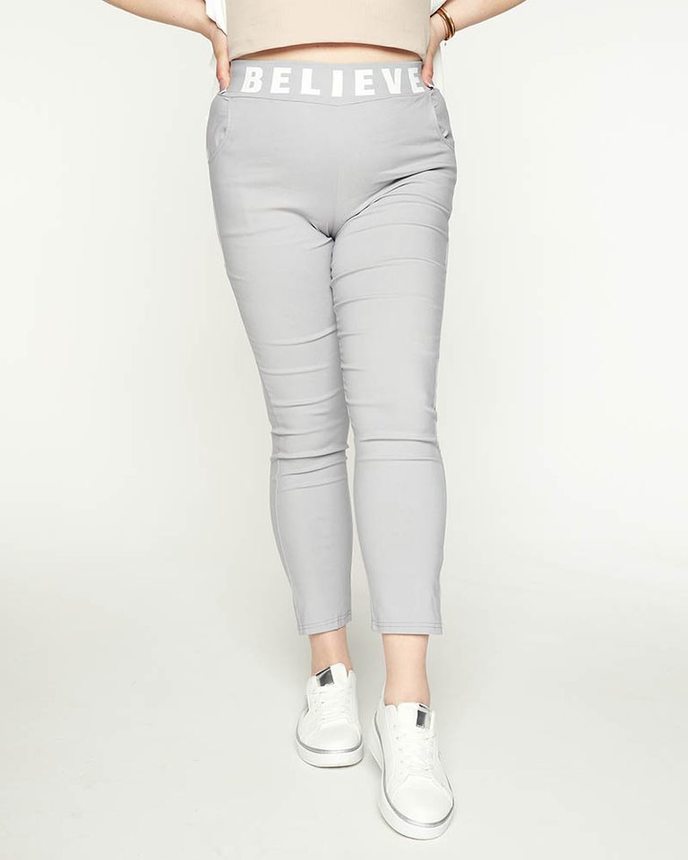 Women's fabric pants with light gray lettering - Clothing