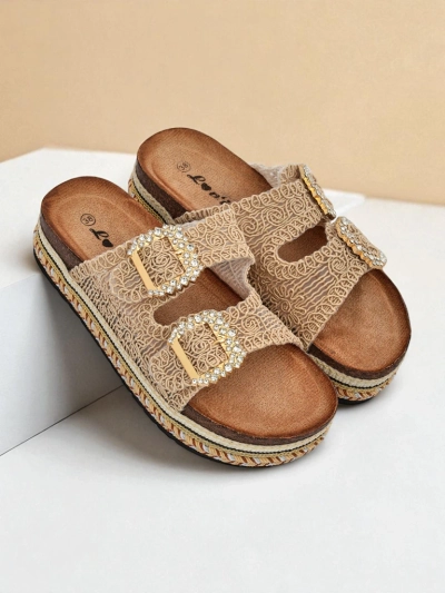 Royalfashion Женские сандалии с пряжками из страз GlamCork