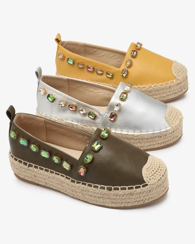 Women's yellow espadrilles with crystals Ziennie - Footwear