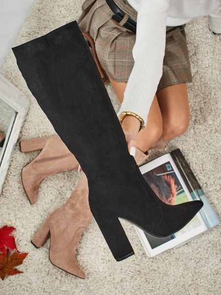 Naiste öko-seemisnahast plokk-kontsaga saapad Feravi