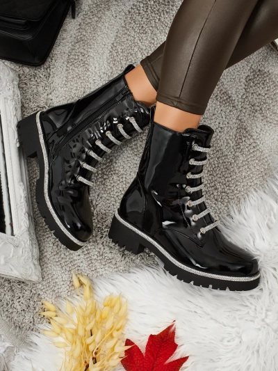 Fjorra Women's Patent Lace-up Ankle Boots