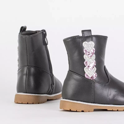 OUTLET Grey girls' boots with decorative upper Nokimi- Footwear