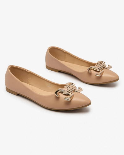 Royalfashion Bright pink women's ballerinas pointed toe with embellishment on the nose Figgda