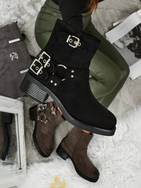 Valtos Women's Eco-Suede Ankle Boots with Buckles