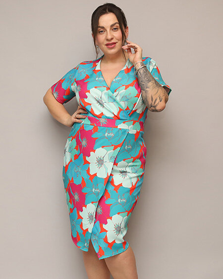 Royalfashion Naiste lillekangast kleit PLUS SIZE