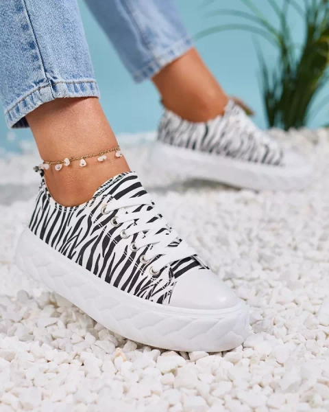 Royalfashion Черно-белые женские кроссовки на платформе Atredika