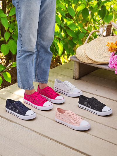 Женские кеды Callista Fuksja - легкая ткань, плоская подошва 2,5 см