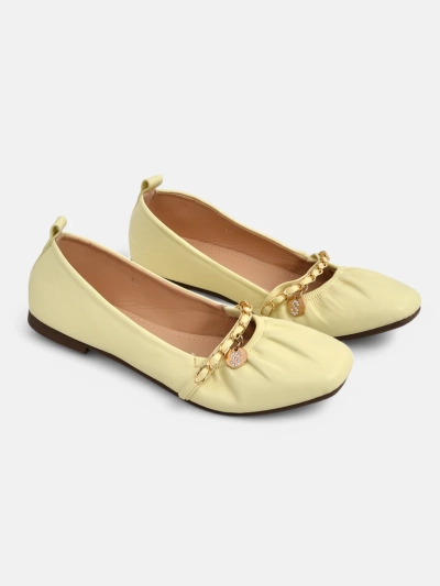 AURELIA Gialla women's ballet flats with a yellow chain, eco leather