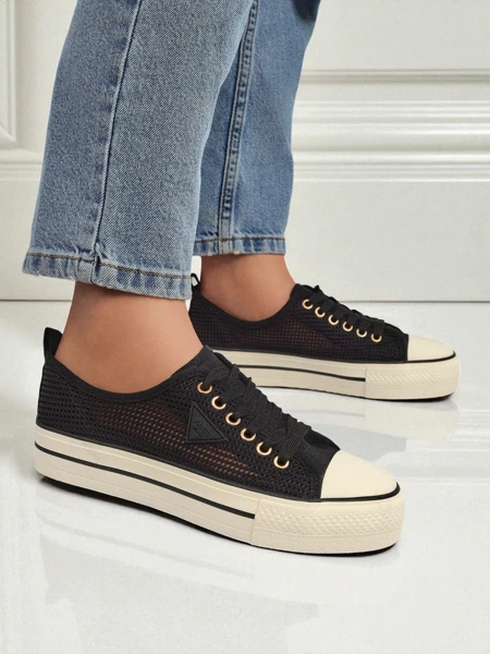 Melania Nero – naiste võrkkangast tennised madalal 3 cm tallal