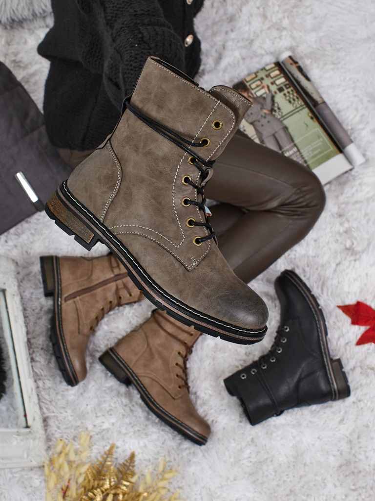 Eco-leather laced women's ankle boots Ravonna