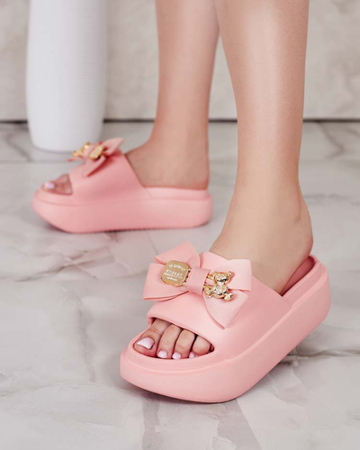Royalfashion Women's rubber flip-flops with decorative bow Apis