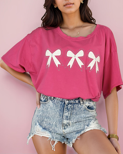 Royalfashion Женская футболка с нашивкой-бантом