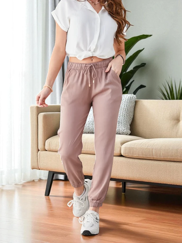 Pantaloni in Eleganza Lyocell Brązowy